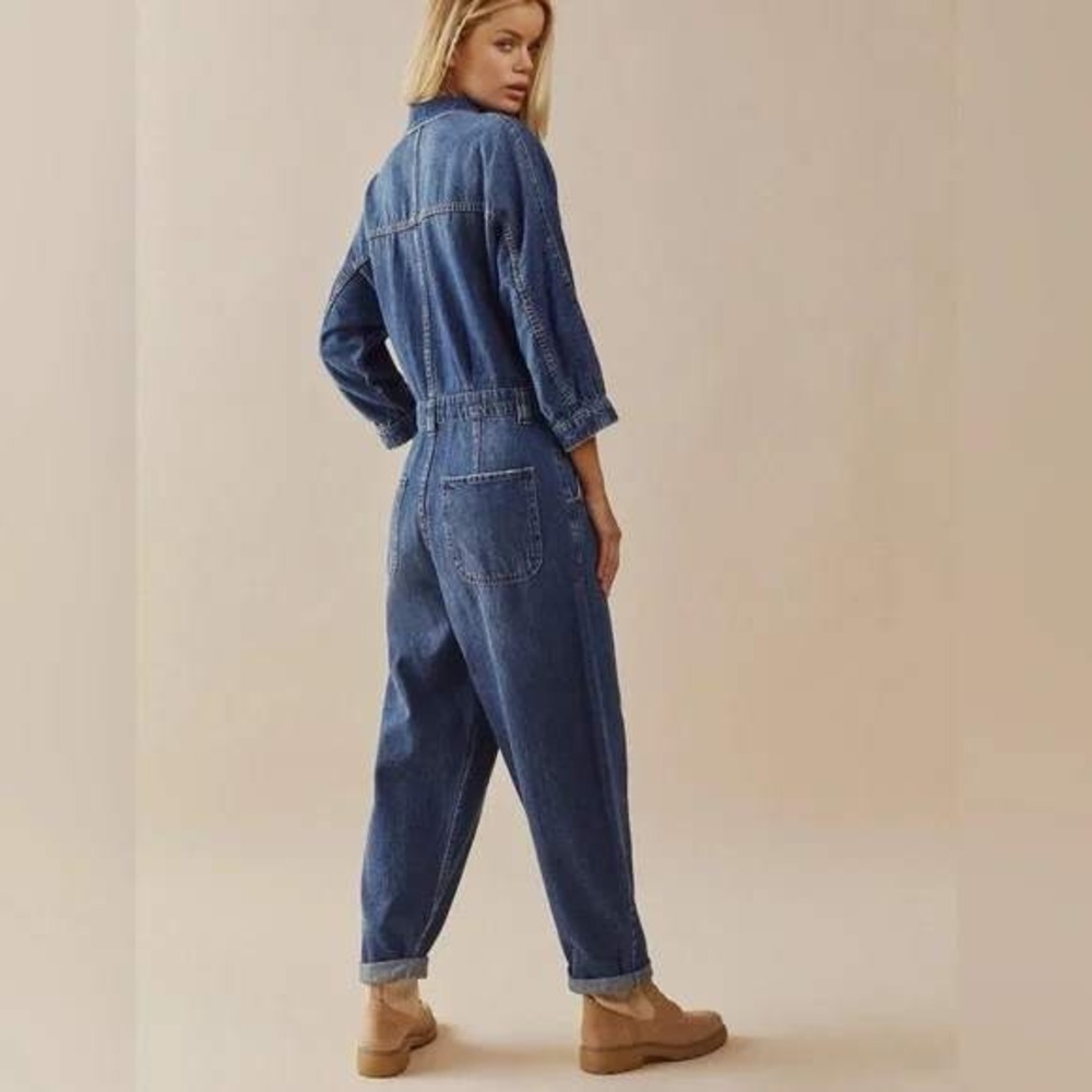 We The Free Sammie Belted Denim Coverall Jumpsuit S - Picture 2 of 11
